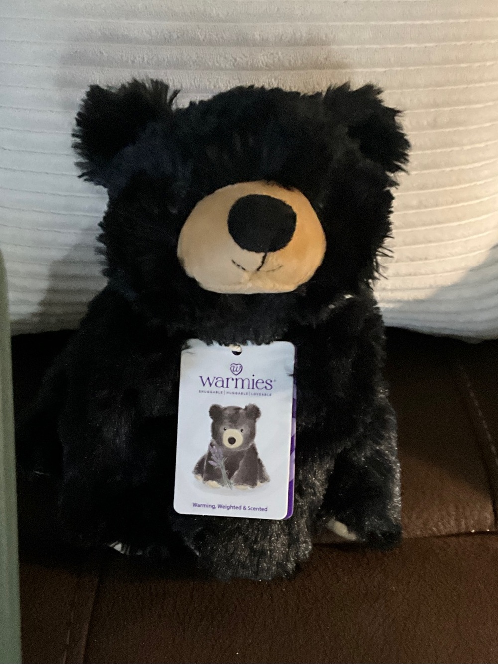 Warmies Black Plush Bear - Scented, Weighted Comfort Toy